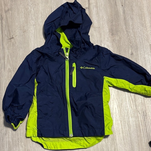 Columbia Blue and Bright Green Hooded Jacket - Picture 1 of 1